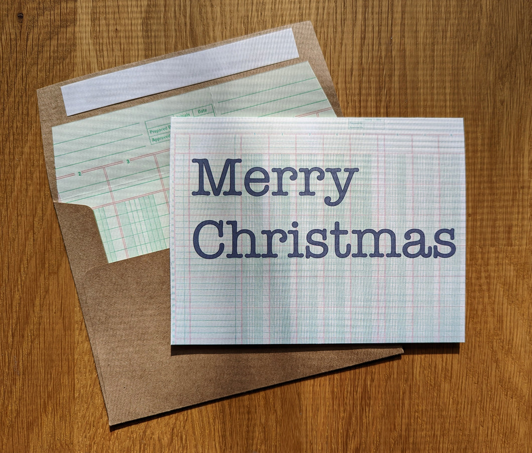 Ledger Paper Merry Christmas Greeting Card