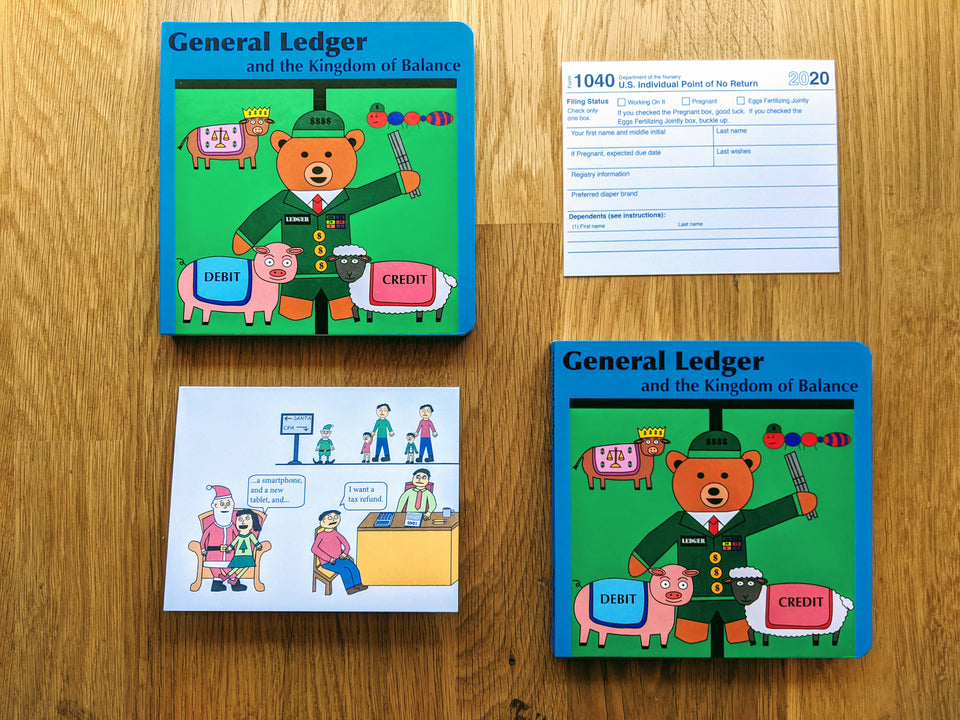 Image of accounting children's books and accounting greeting cards