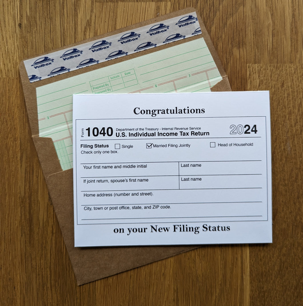Wedding Accountant Card 1040 Filing Status