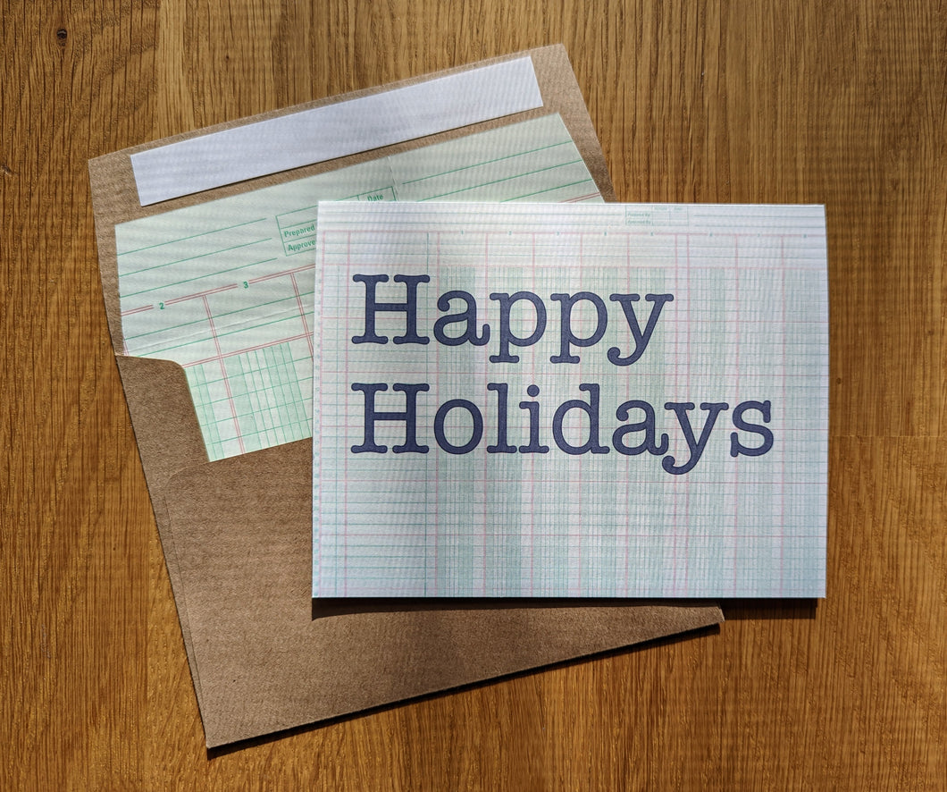 Ledger Paper Happy Holidays Greeting Card