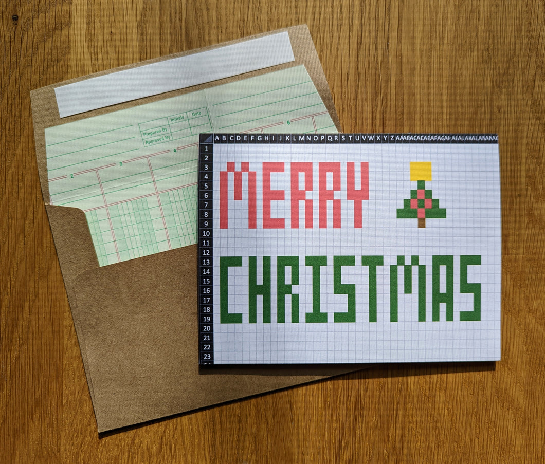 Spreadsheet Merry Christmas Greeting Card