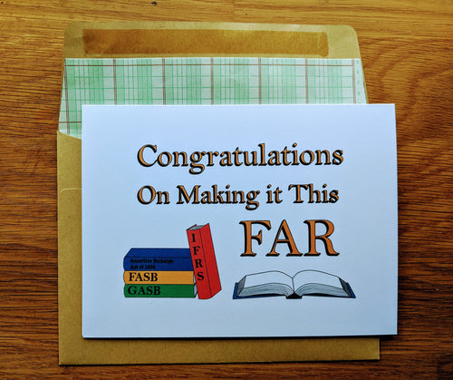 Accounting greeting card, with an image of a book titled 